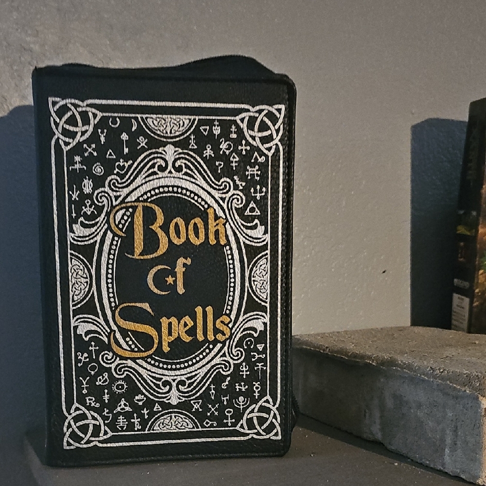 Black and Gold Book of Spells Cover Bag No Strap